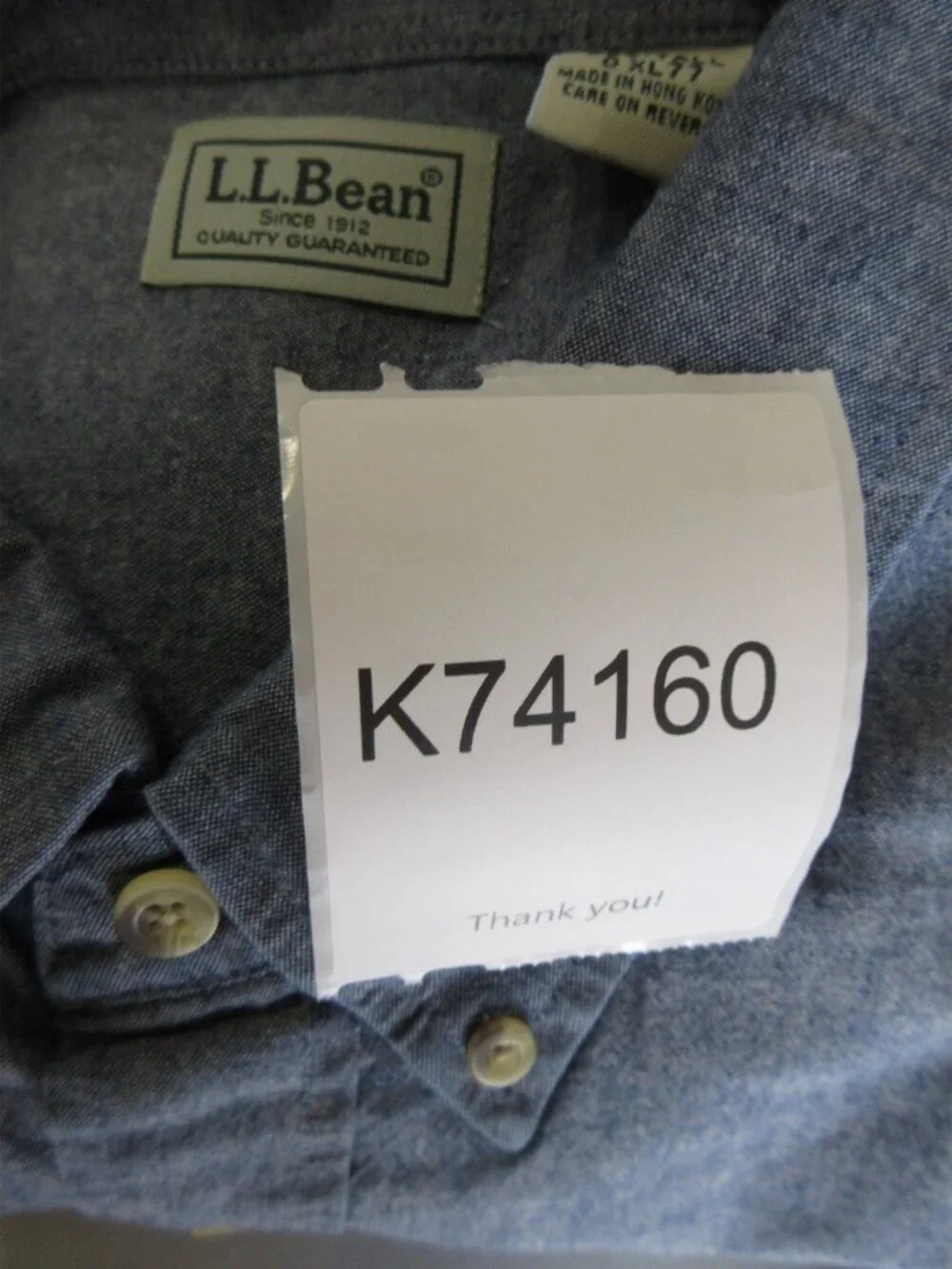 VINTAGE LL Bean Shirt XXL Tall Chambray Button Down Preppy Pocket